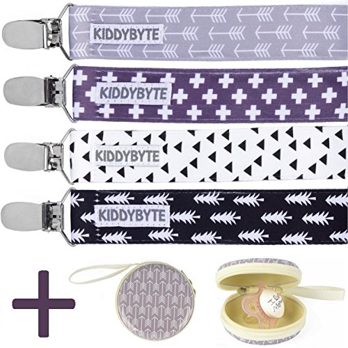 Teething Clips for Babies 4 Pack Baby Pacifier Clip with Case Holder for Girl